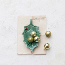 Load image into Gallery viewer, Stoneware Holly Leaf Shaped Dish