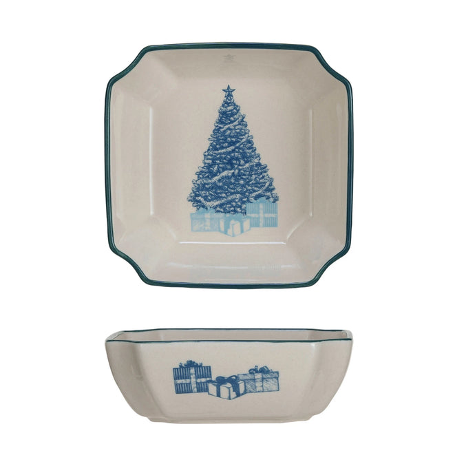 Blue  Bowl w/ Christmas Tree