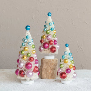 Colorful Bottle Brush Trees w/ Ornaments