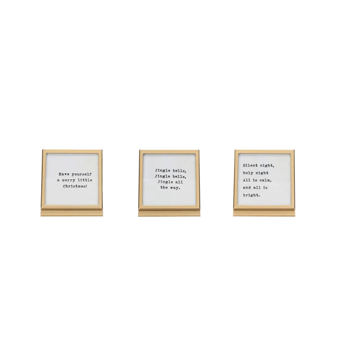 Holiday Quote Gold Metal & Glass Frame