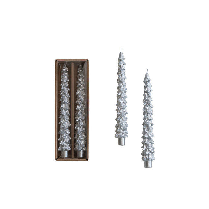 LG SILVERUnscented Tree Shaped Taper Candles in Box, Set of 2