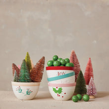 Load image into Gallery viewer, Stoneware Bowl with Holiday Word/Botanicals, 4 Styles