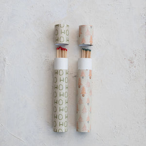 Safety Fireplace Matches in Tube Matchbox with Potted Tree Pattern