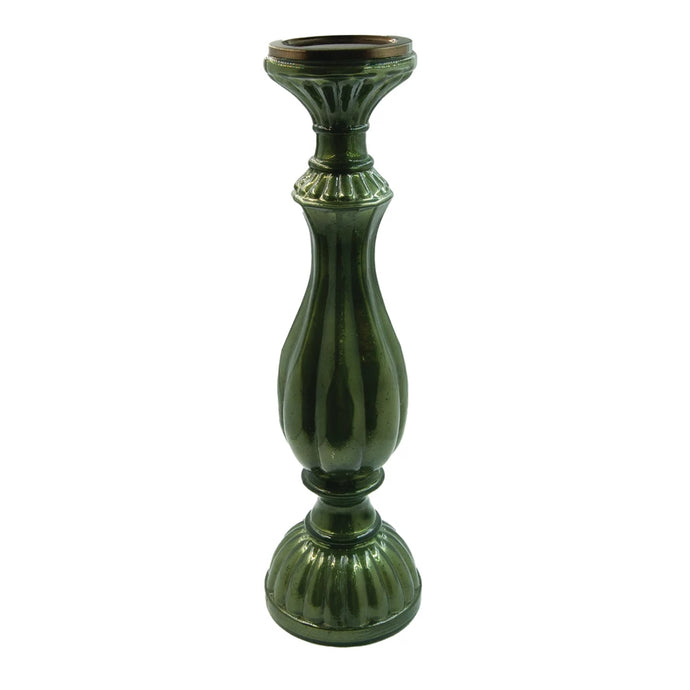 LG Embossed Mercury Glass Candle Holder, Green (Holds 3