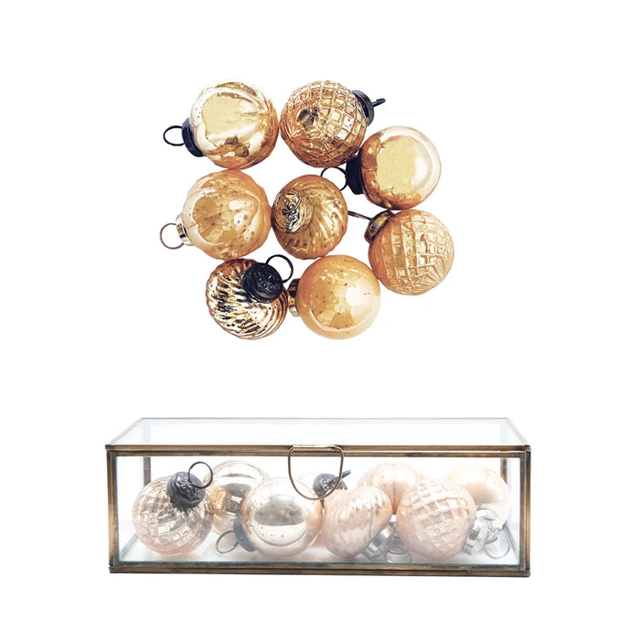 Embossed Mercury Glass Ornaments in Display Box