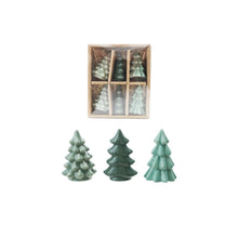Load image into Gallery viewer, 2-1/2"H Stoneware Trees, Green, Boxed Set of 6
