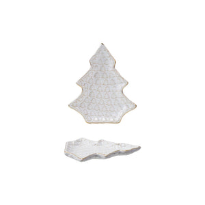 Stoneware Tree Shaped Plate with Trees (Each Will Vary)