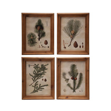 Load image into Gallery viewer, Wood Framed Glass Wall Décor with Pine Bough Print, 4 Styles