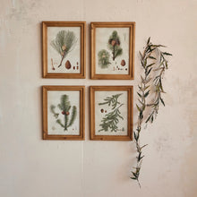 Load image into Gallery viewer, Wood Framed Glass Wall Décor with Pine Bough Print, 4 Styles