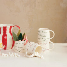 Load image into Gallery viewer, 16 oz. Stoneware Mug with Holiday Saying, Cream Color, 4 Styles
