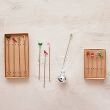 Load image into Gallery viewer, Cocktail Stirrers with Hand-Blown Glass Icons, Boxed Set of 4