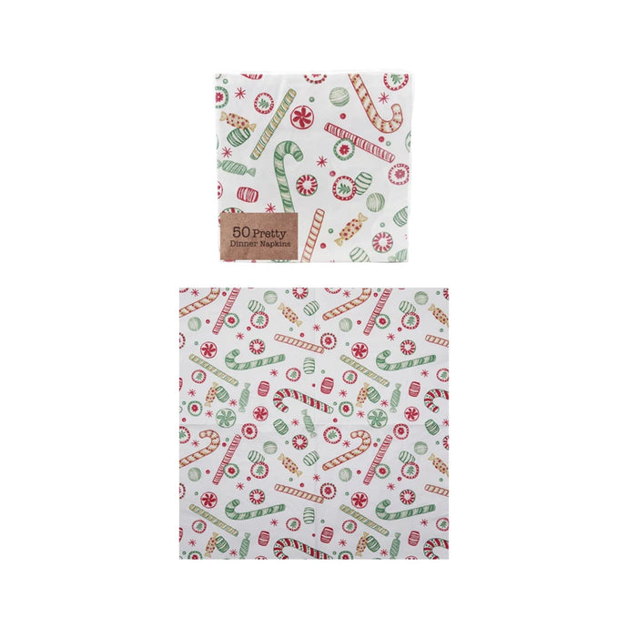 Paper Napkins with Candy Cane Pattern