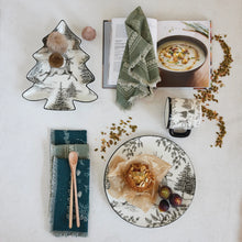 Load image into Gallery viewer, Ceramic Platter with Woodland Deer Scene &amp; Colored Edge