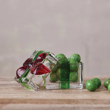 Load image into Gallery viewer, Glass Gift Shaped Jar, Red &amp; Green
