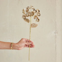 Load image into Gallery viewer, Flower Pick with Faux Pearls, Metallic Gold Finish
