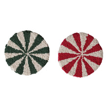 Load image into Gallery viewer, 8&quot; Round Cotton Tufted Candy Striped Trivet, 2 Colors