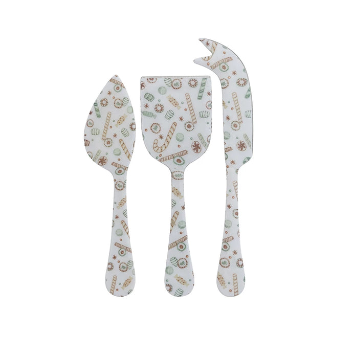 Enameled Stainless Steel Cheese Knives, Set of 3