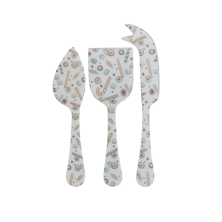 Enameled Stainless Steel Cheese Knives, Set of 3