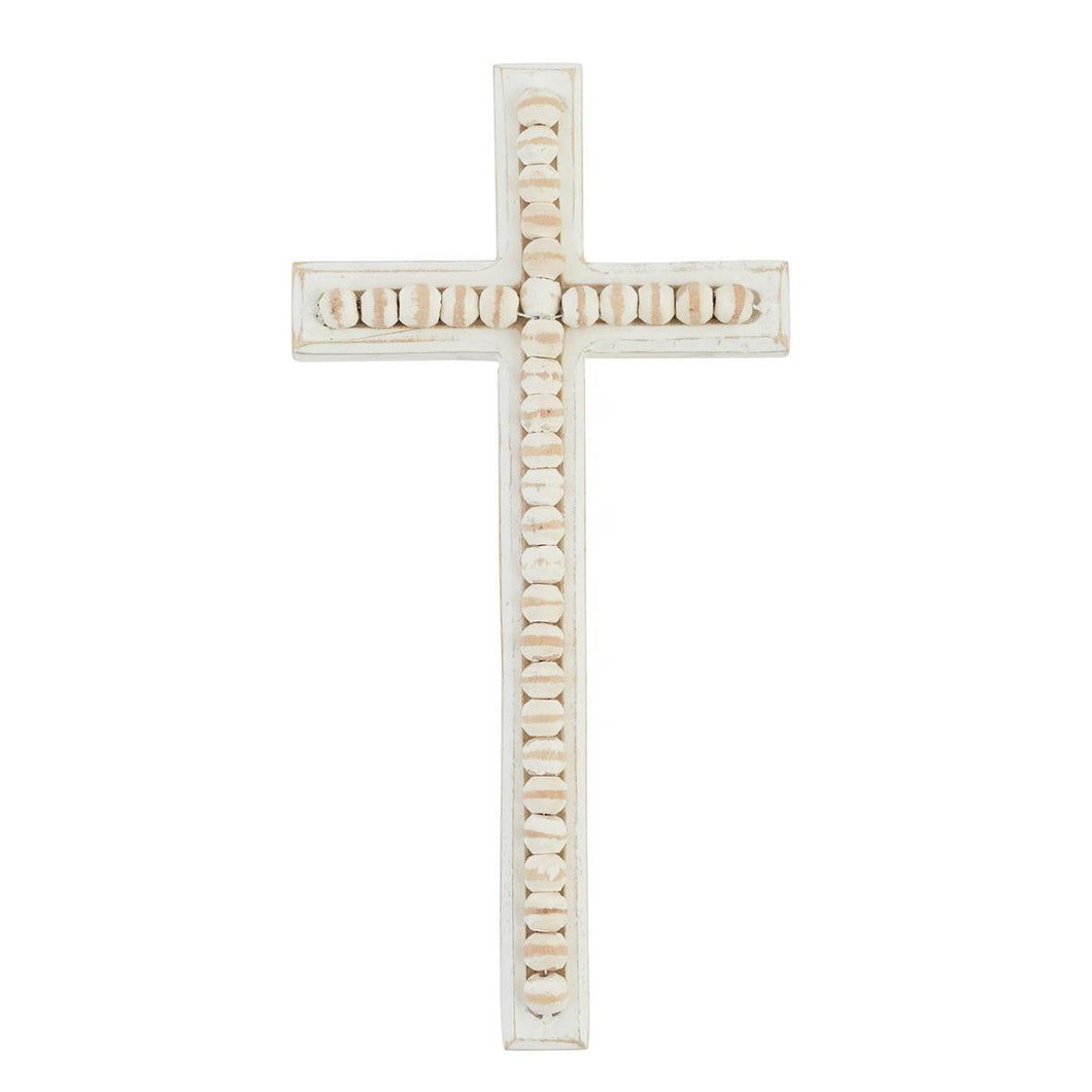 BEADED WOOD CROSS