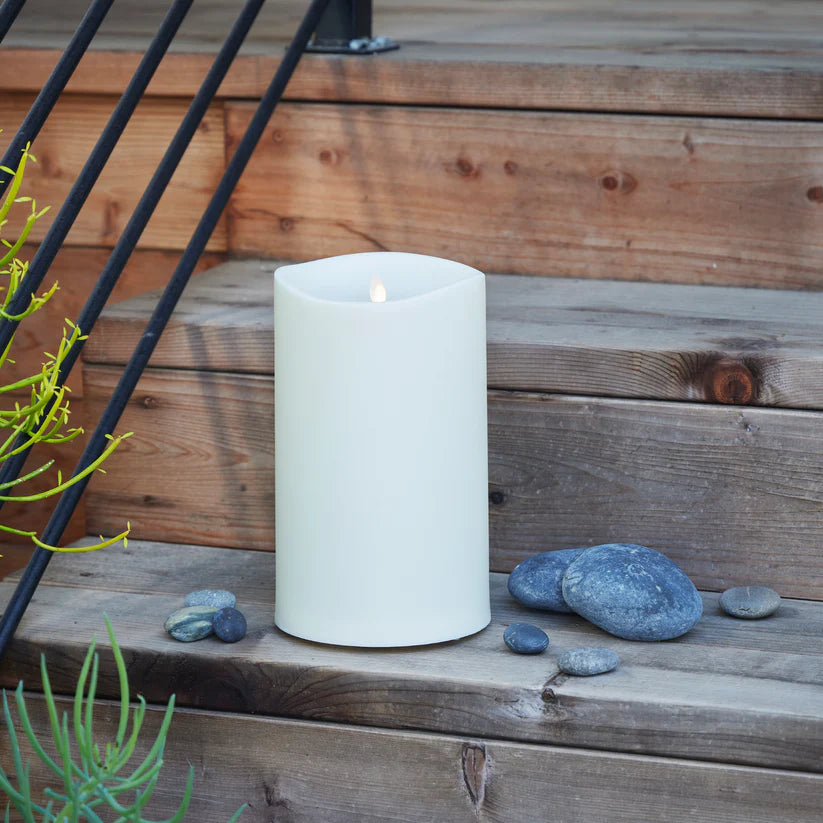 IVORY OUTDOOR PILLAR LUMINARA CANDLE REMOTE READY